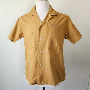 Vintage Bud Berma 50s 60s Mustard Yellow Cotton Casual Camp Button Shirt Mod M